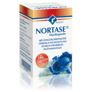 NORTASE® wird eingesetzt zum Ersatz von Verdauungsenzymen bei Maldigestion (Verdauungsschwäche) infolge einer gestörten Funktion der Bauchspeicheldrüse.
